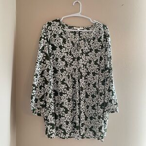 Fun 2 Fun - Floral Green and White Blouse